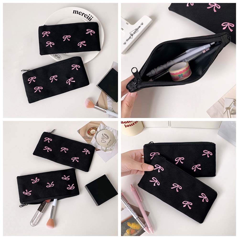Aesthetic Large Pencil Case Pouch - Сумка для канцелярских принадлежностей с бантом