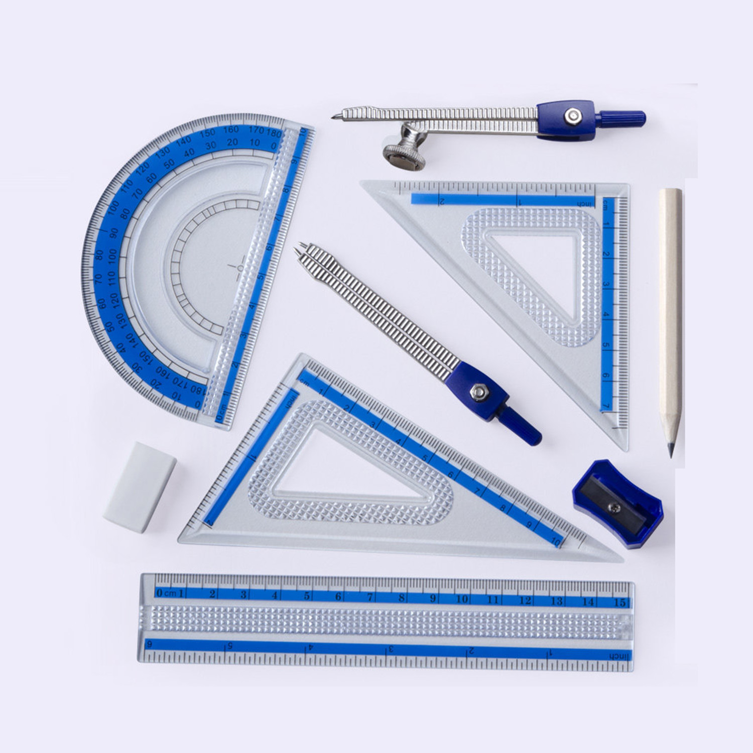 Math Geometry Set With Compass - Набор для геометрии из 10 предметов: