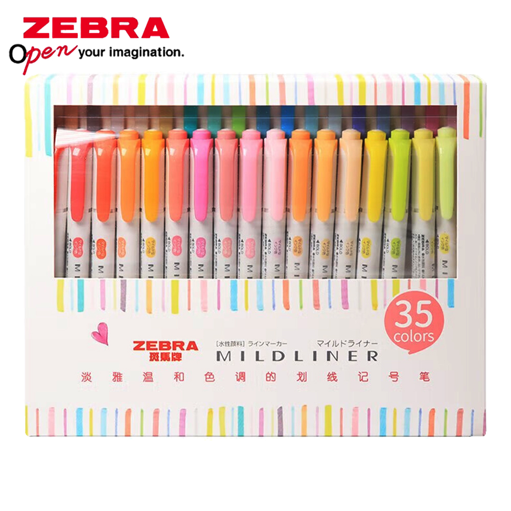 35-цветный набор ZEBRA Mildlin – обзор и цена Pastel Highlighter Set Double Ended