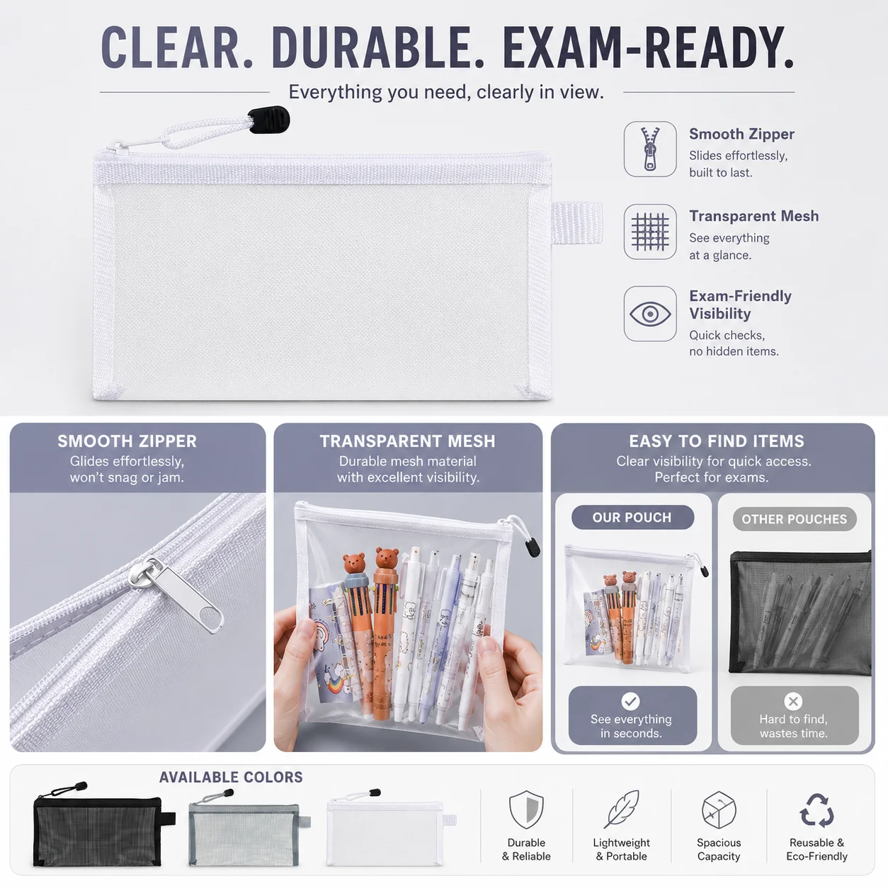 Прозрачный сетчатый пенал на м – обзор и цена Clear Mesh Pencil Pouch For Exam