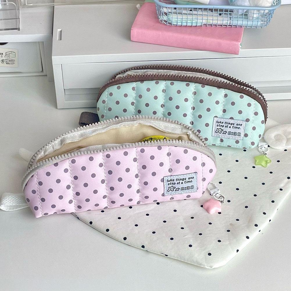 Эстетичный пенал в горошек, по – обзор и цена Aesthetic Large Pencil Case Pouch