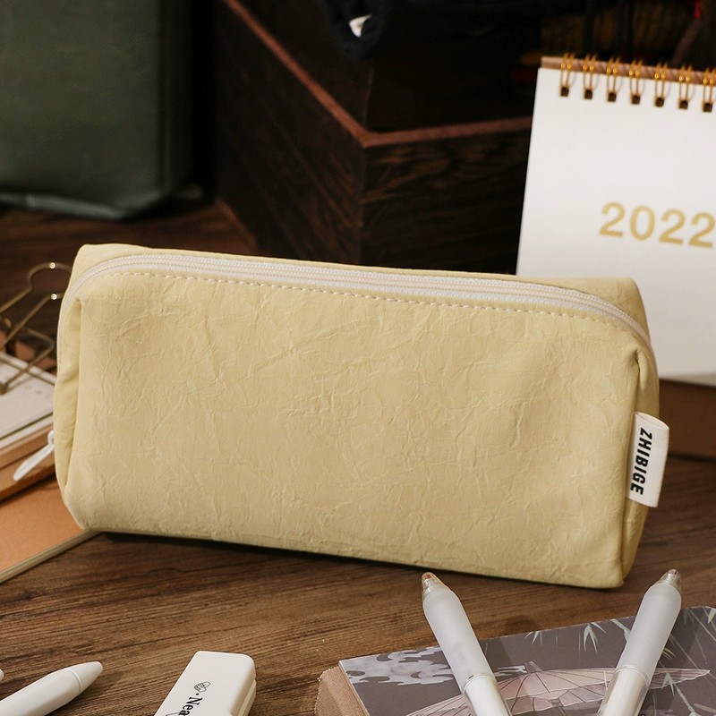 Кремовый кожаный пенал Kawaii, – обзор и цена Aesthetic Large Pencil Case Pouch