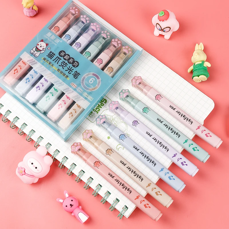 Kawaii кошачий коготь пастельн – обзор и цена Pastel Highlighter Set Double Ended