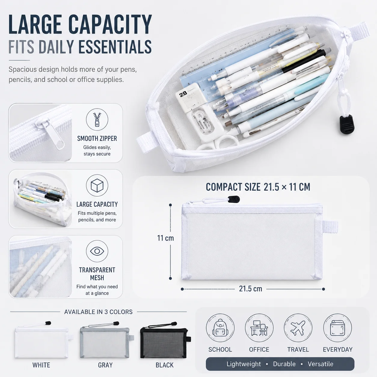 Прозрачный сетчатый пенал, про – обзор и цена Clear Mesh Pencil Pouch For Exam